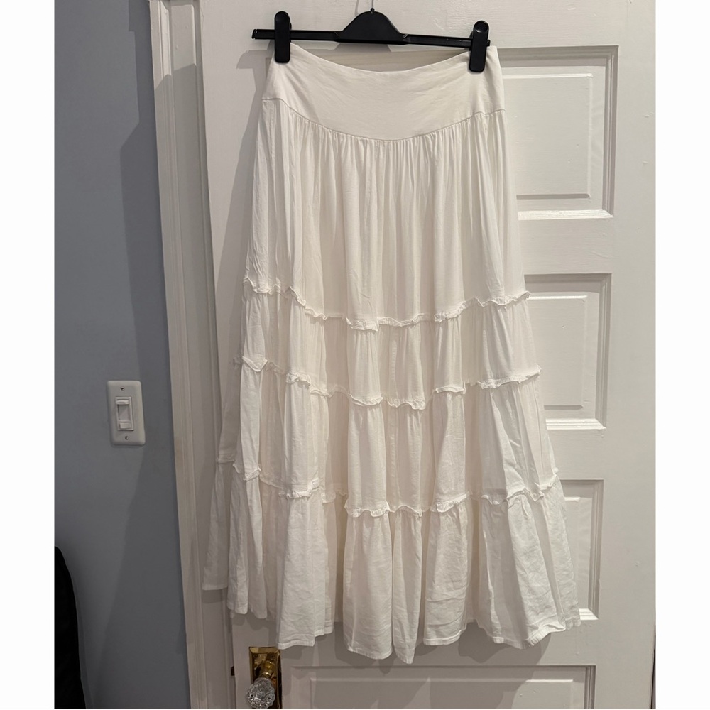 Reformation Evelina White Tiered Skirt